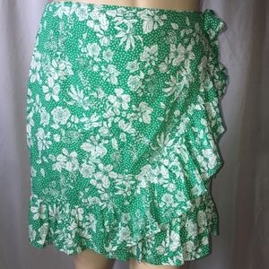 *MIXIT Ladies' Faux Wrap Floral Skirt With Mini Ruffles & Tie Knot Size 2